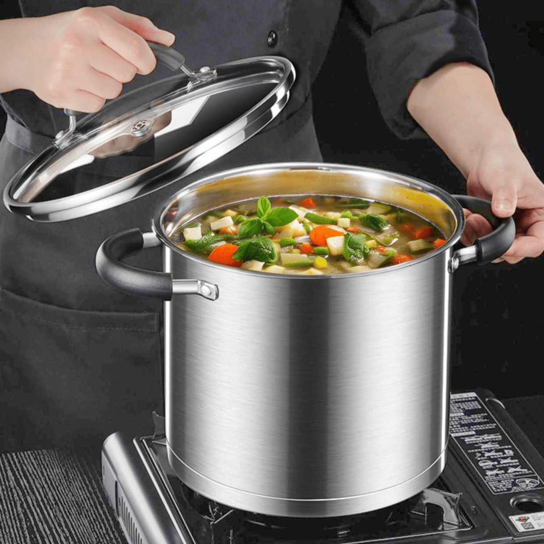 Stainless Steel Deep Cooking Pot with Lid (7.5L)