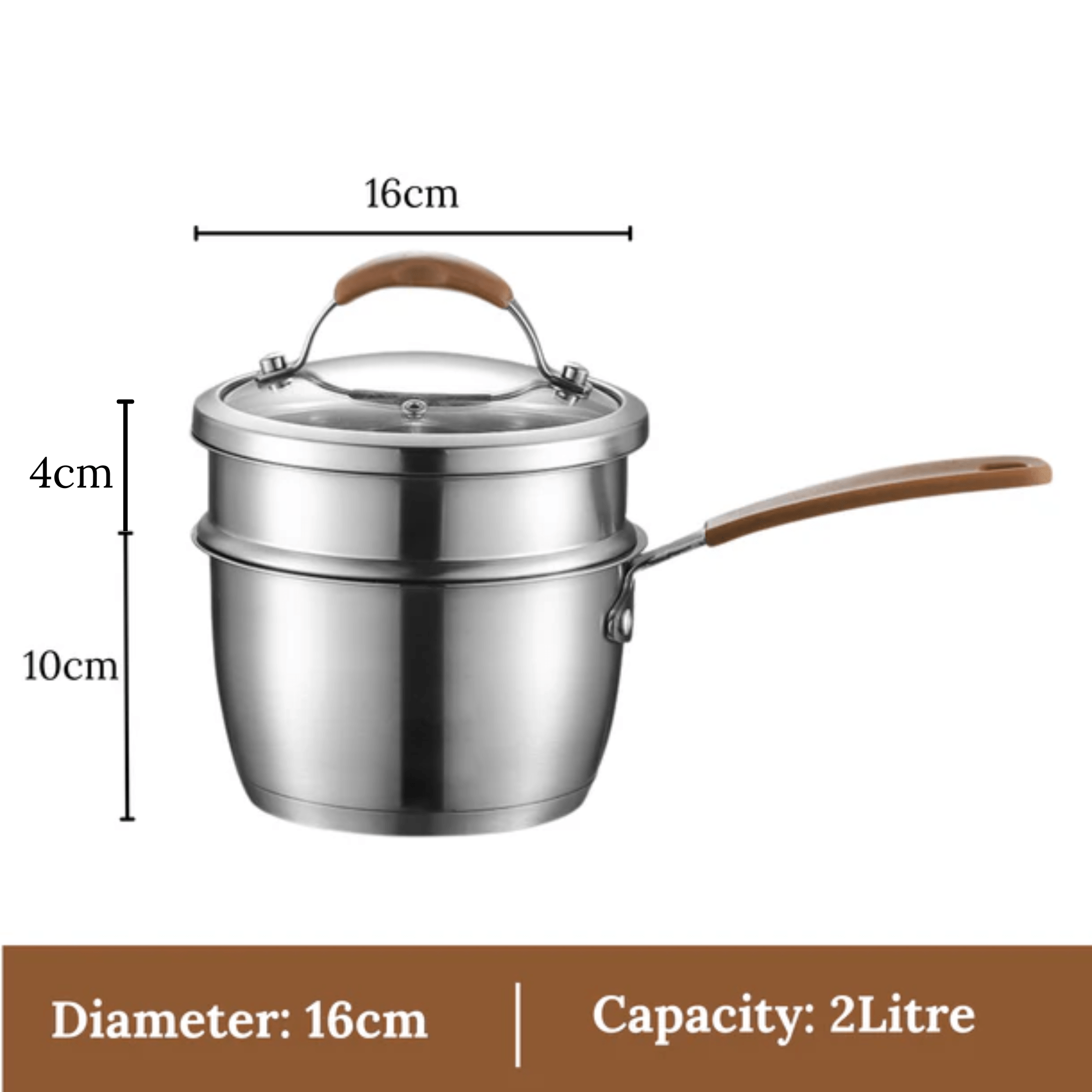 Multi-Purpose Stainless Steel Cooking & Steaming Pot (2Litre)