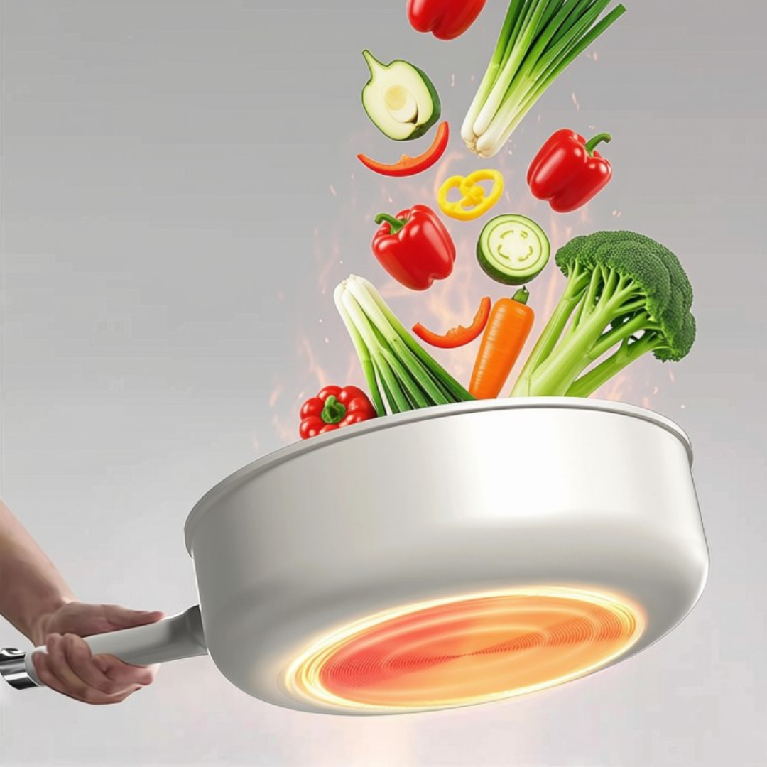 Deep Titanium Ceramic Fry Pan with Glass Lid(25cm)