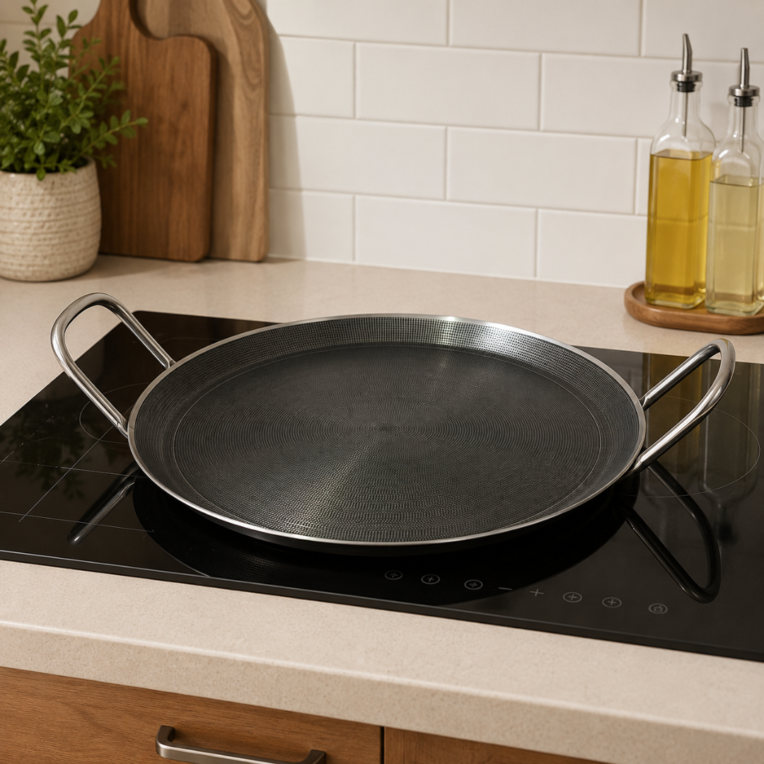 Double-Ear Crystal Shield Non-Stick Stainless Steel Pan