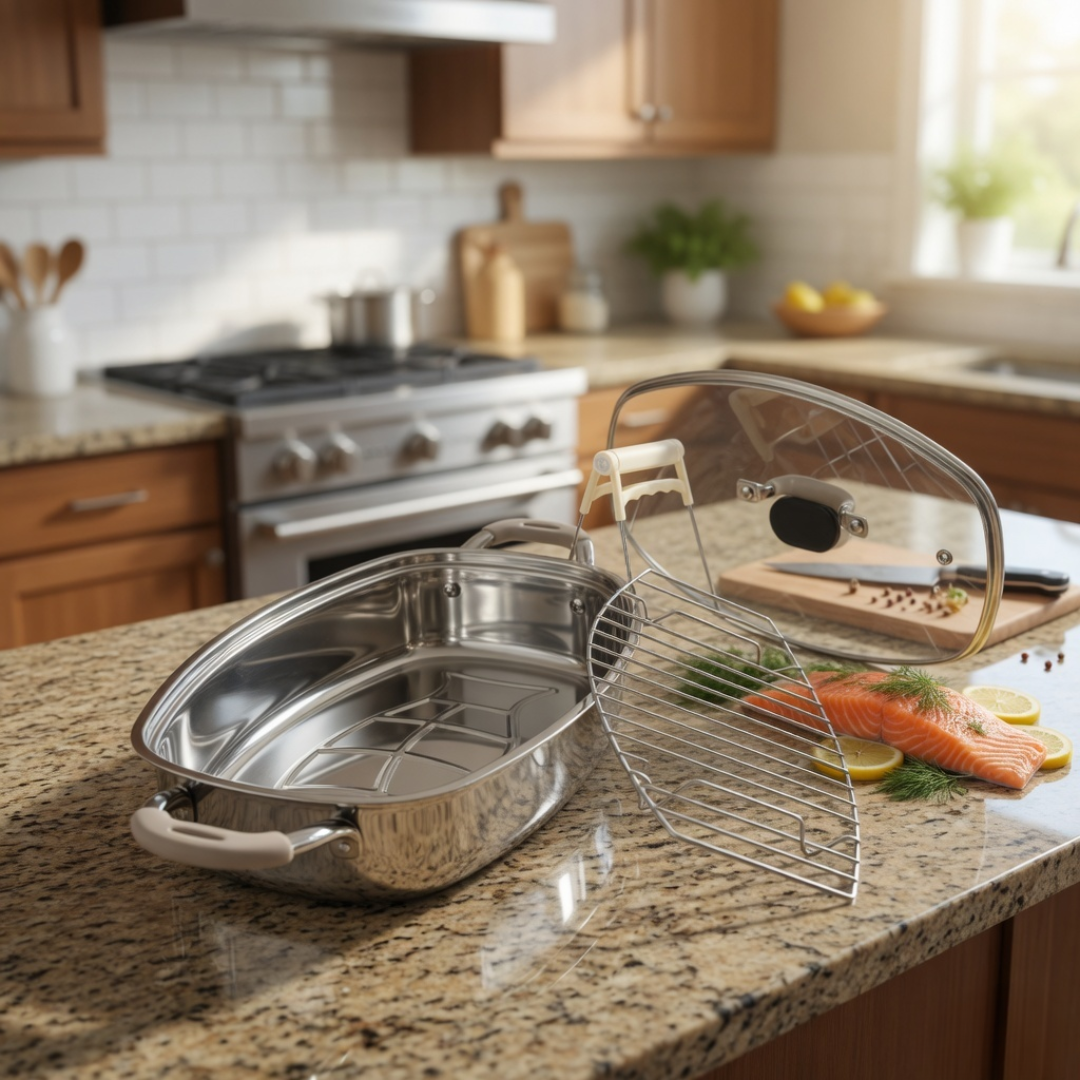 Premium Stainless Steel Food Steaming Pan
