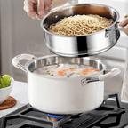 Multi-Purpose Stainless Steel Cooking Pot with Ceramic Exterior