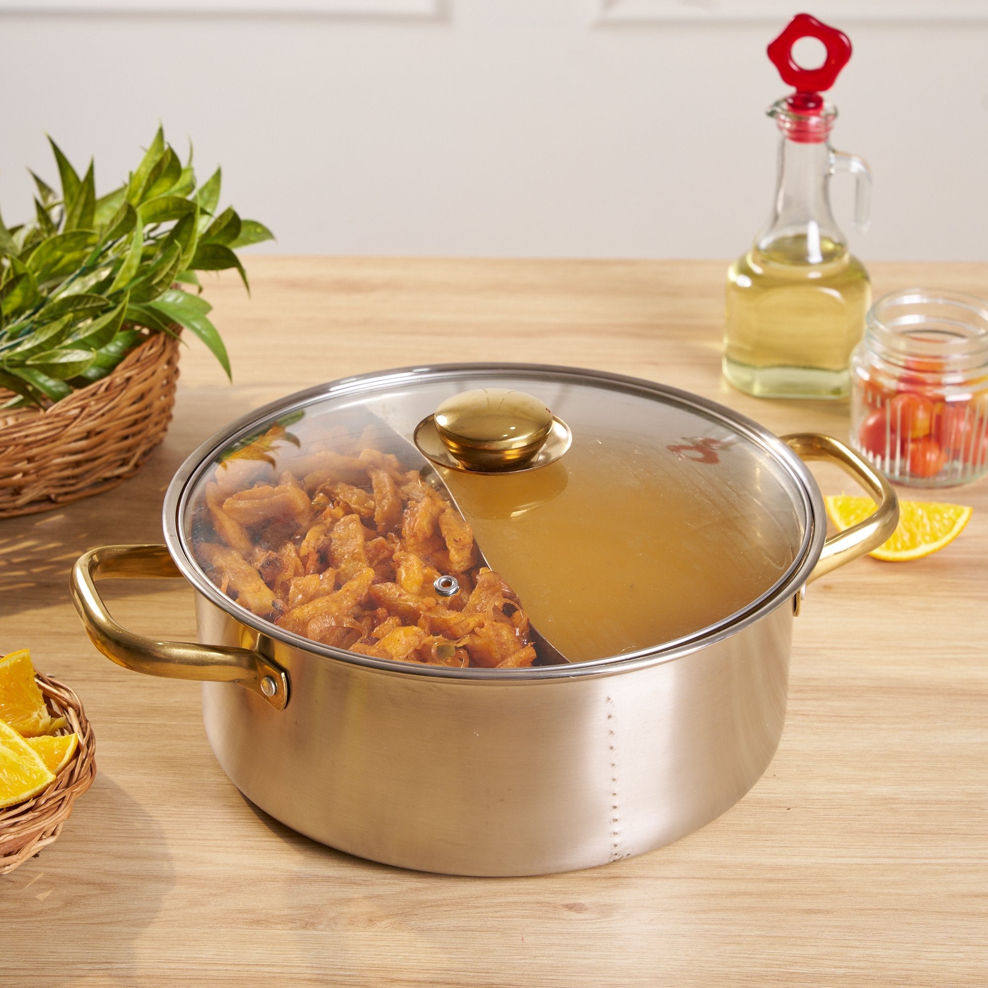 Dutch Hot Pot Stainless Steel Double-Handed Pot