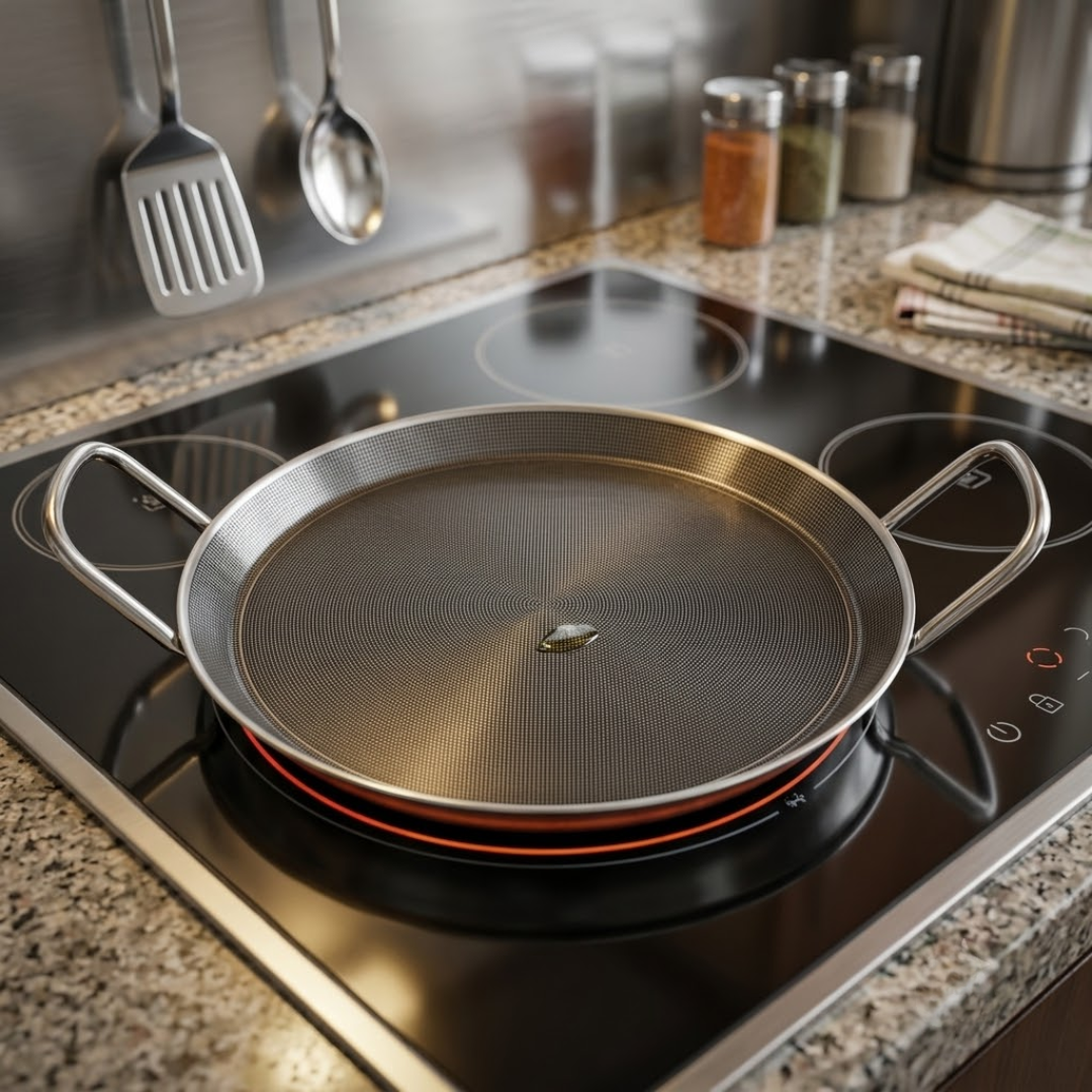 Double-Ear Crystal Shield Non-Stick Stainless Steel Pan
