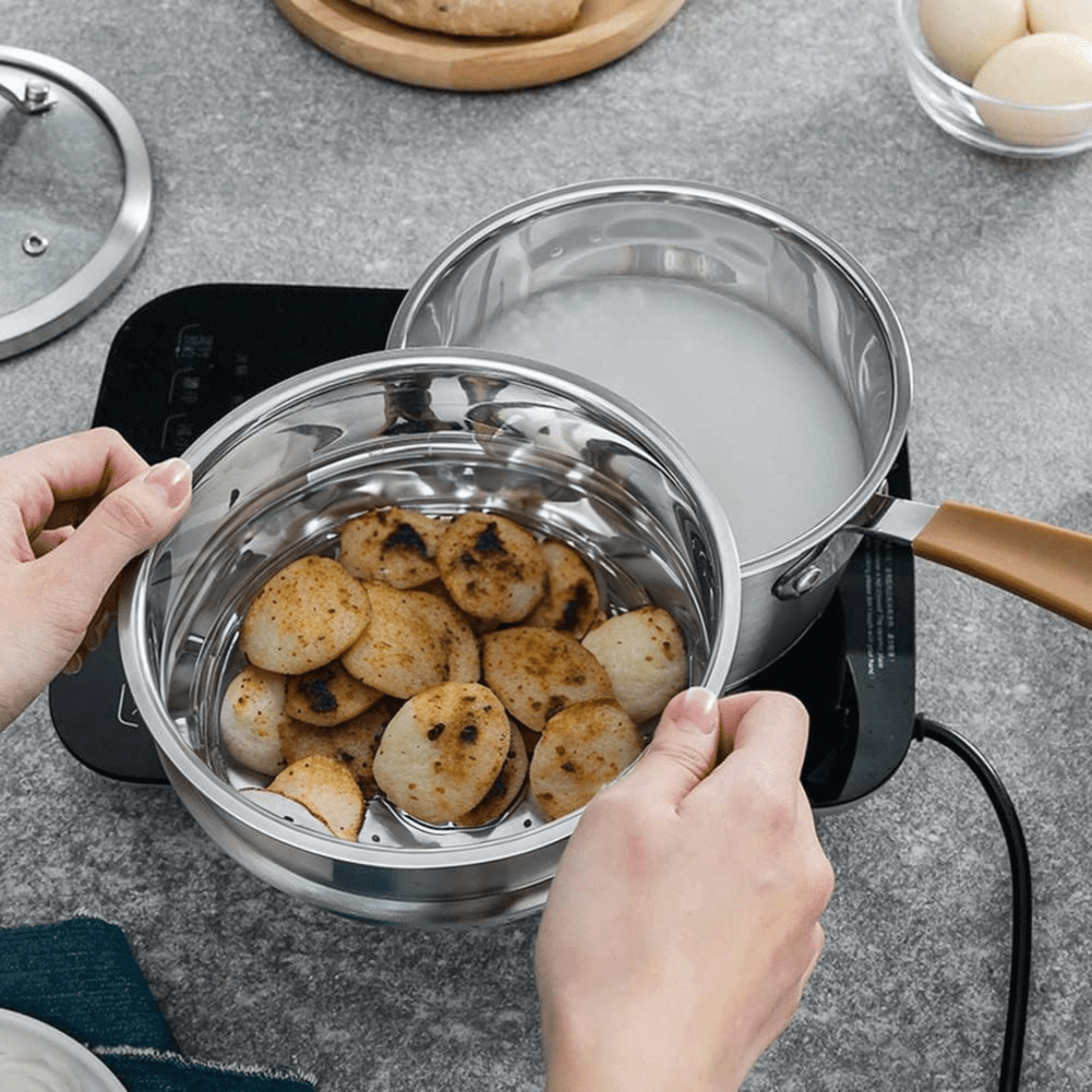 Multi-Purpose Stainless Steel Cooking & Steaming Pot (2Litre)