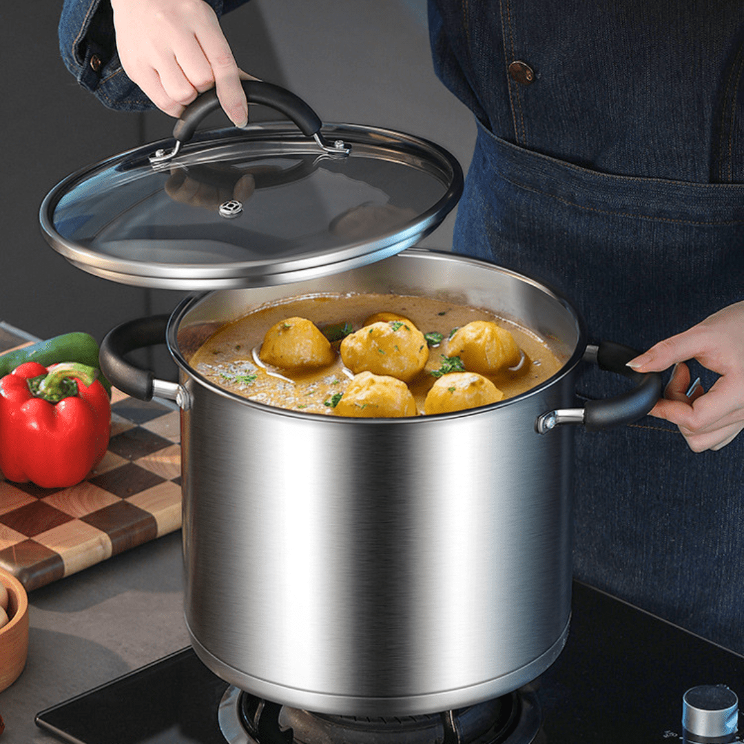 Stainless Steel Deep Cooking Pot with Lid (7.5L)