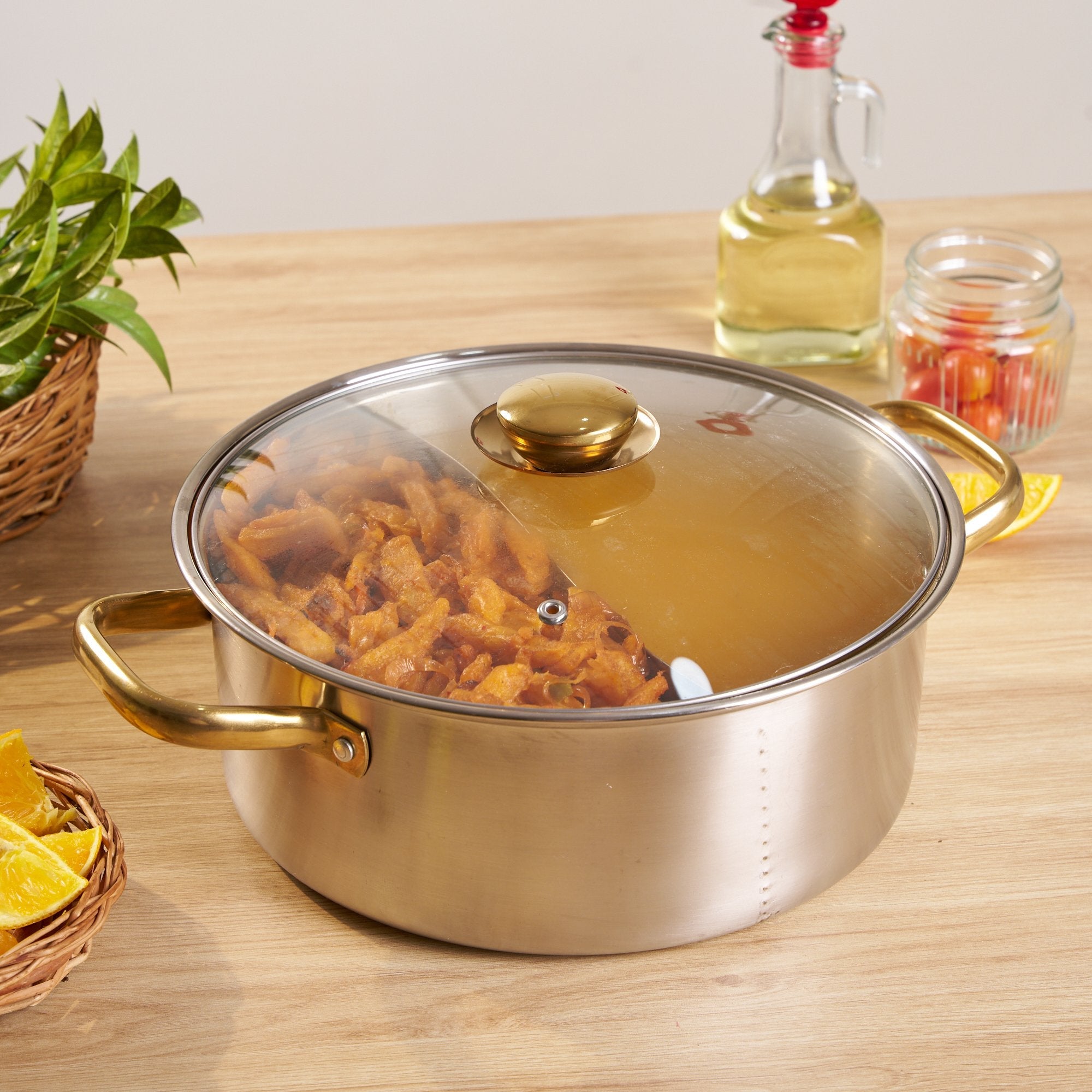 Dutch Hot Pot Stainless Steel Double-Handed Pot