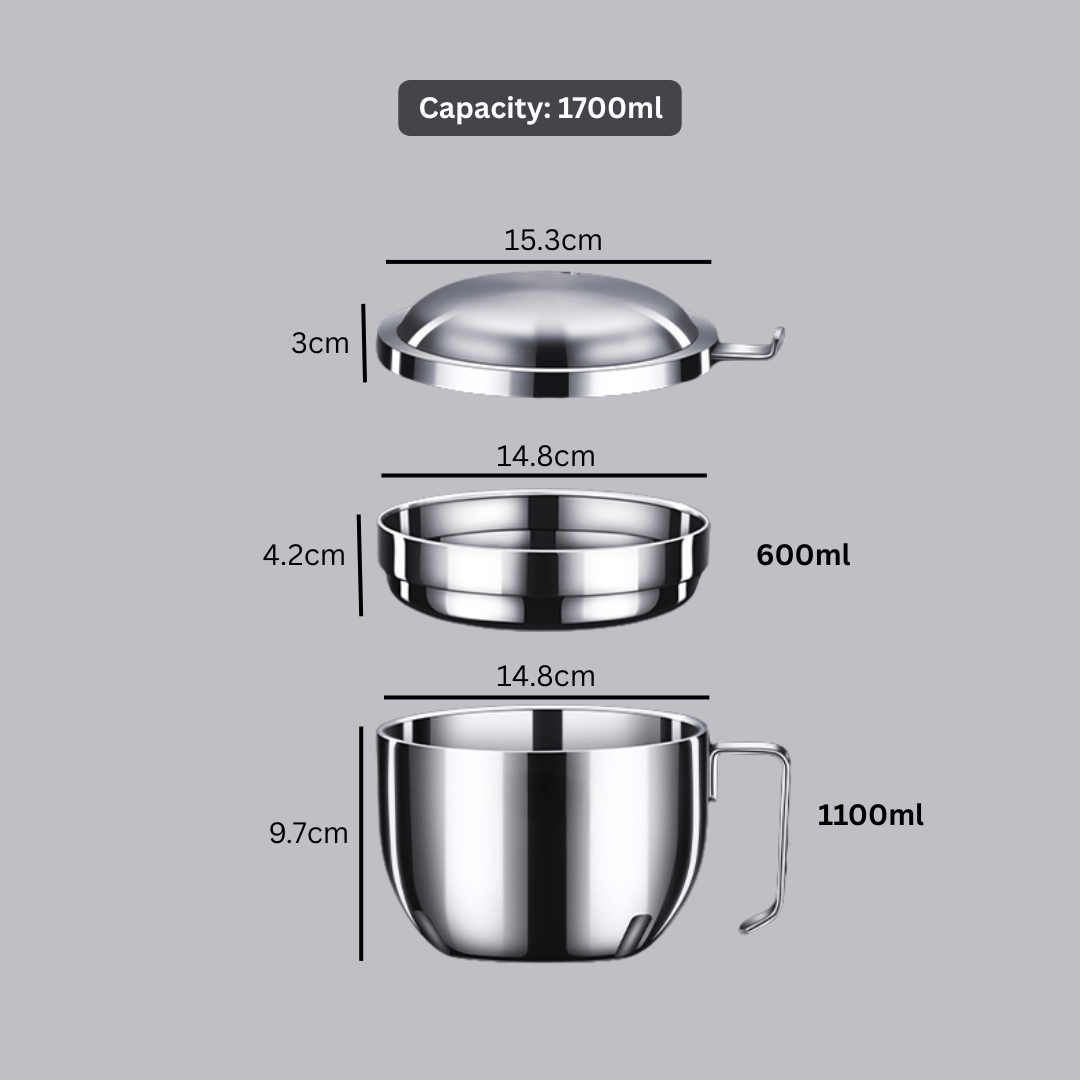 Multipurpose Stainless Steel Cooking Bowl with Lid