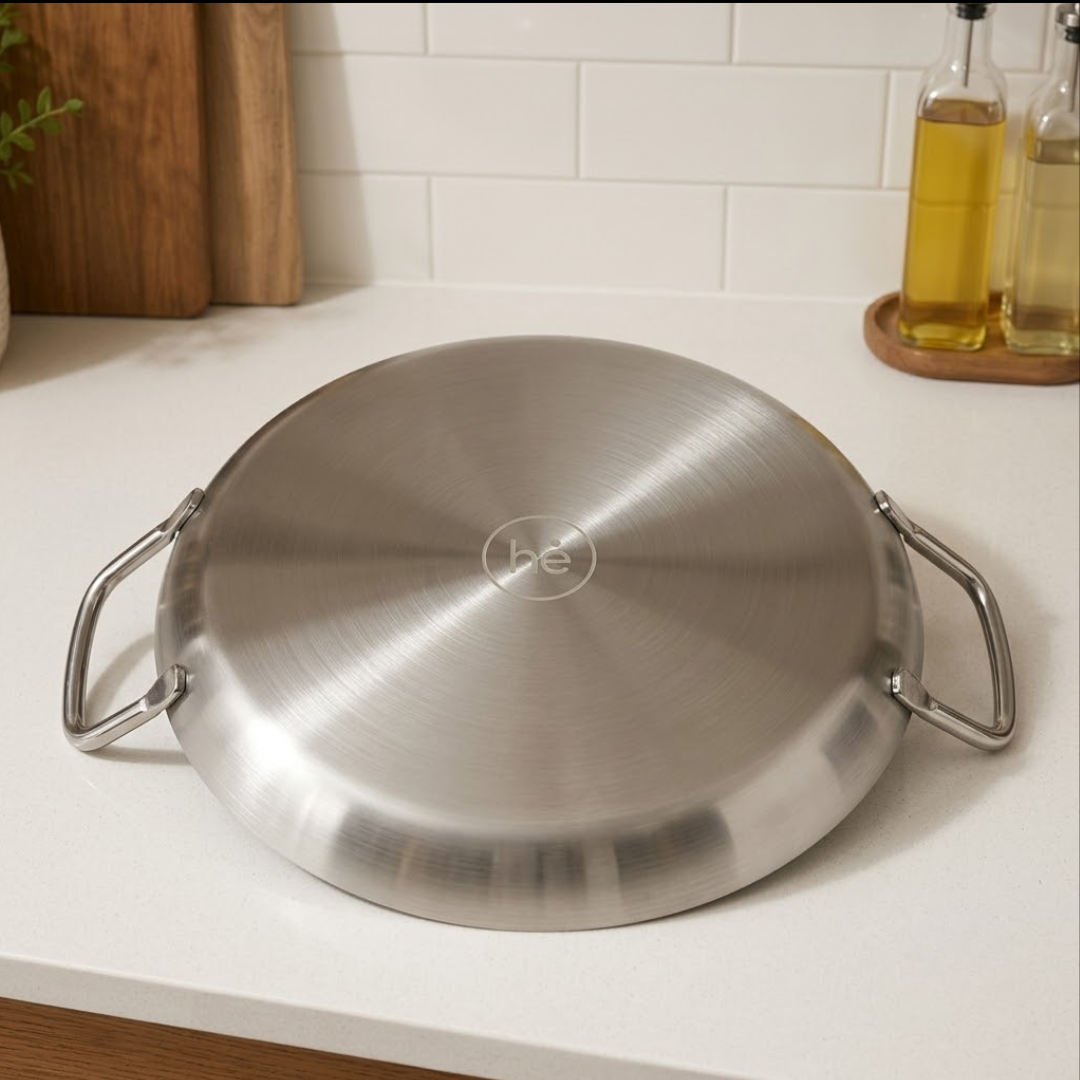 Double-Ear Crystal Shield Non-Stick Stainless Steel Pan