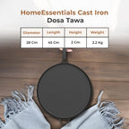 Cast Iron Flat Tawa for Dosa & Roti with Handle Cover (28cm)