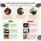 Cast Iron Flat Tawa for Dosa & Roti with Handle Cover (28cm)