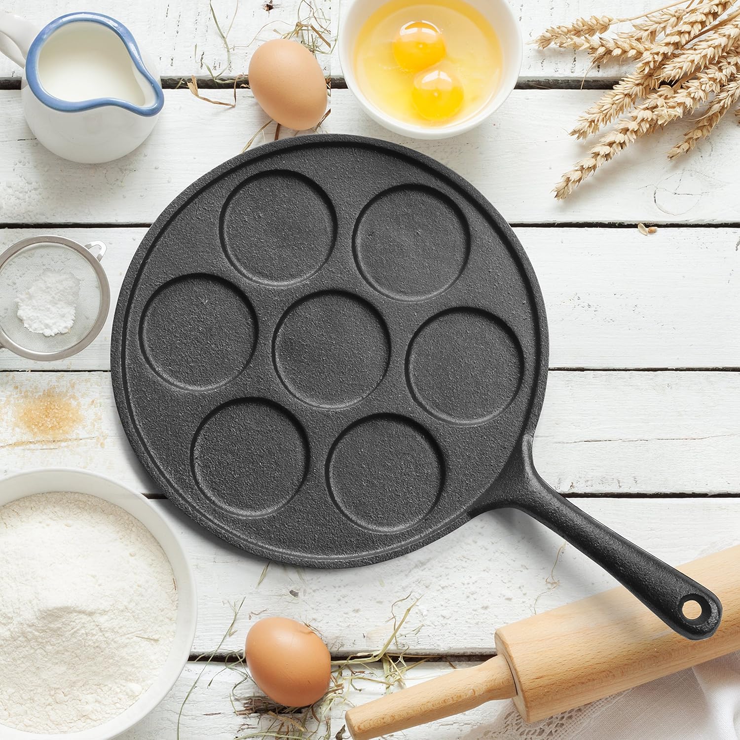 Cast Iron Mini Pancake Maker with Handle(23cm)