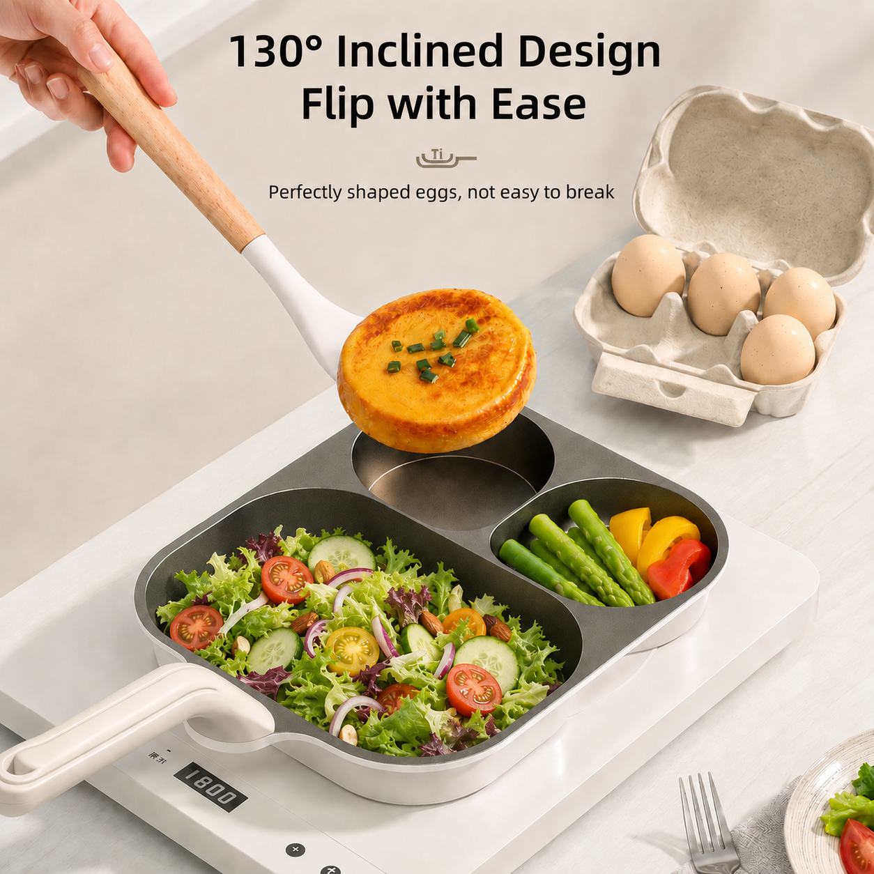 Titanium Ceramic 3-in-1 Breakfast Frying Pan