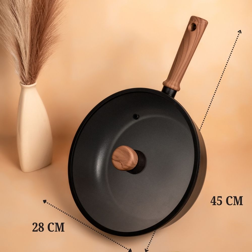 Durable Aluminum Alloy Titanium Fry  Wok with Non-Stick Surface (28cm)