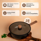 Durable Aluminum Alloy Titanium Fry  Wok with Non-Stick Surface (28cm)