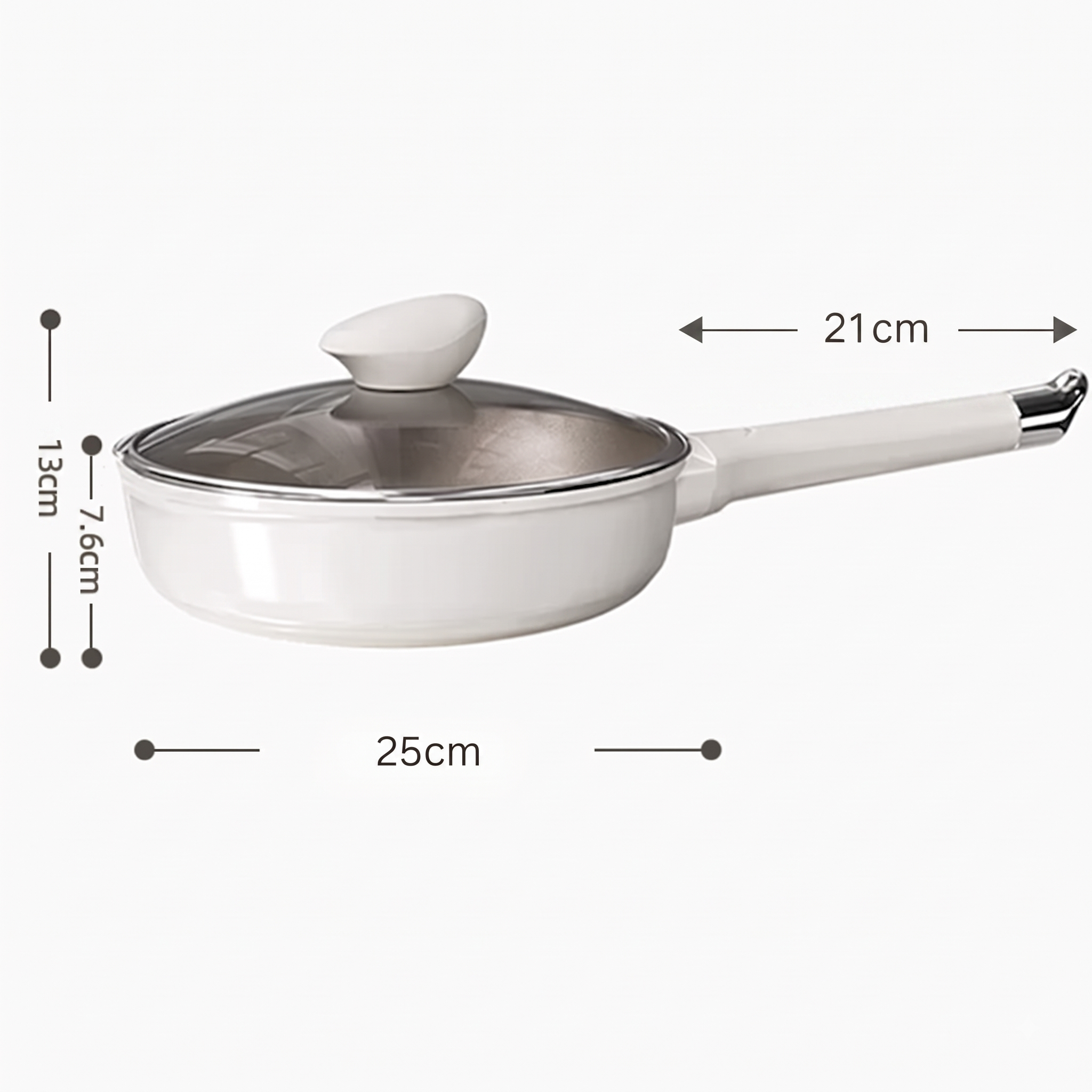Deep Titanium Ceramic Fry Pan with Glass Lid(25cm)