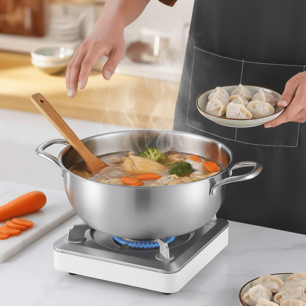 Multi-Purpose Stainless Steel 3-Tier Steaming Pot (32cm)