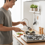 Stainless Steel Nonstick Mini Frying Pan with Wooden Handle (13cm)
