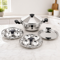 5-Piece Stainless Steel Idli Maker and Steaming Kadai Set