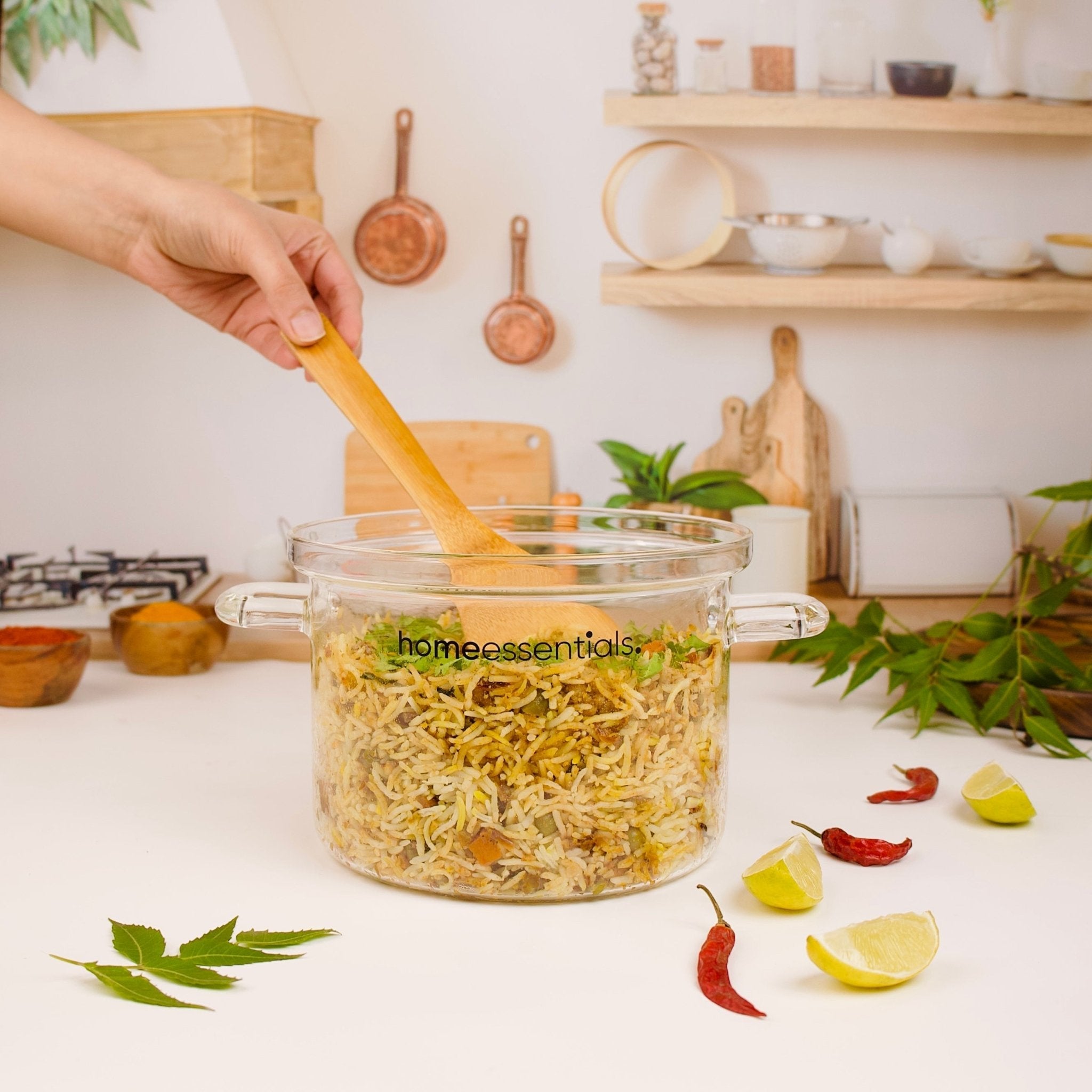 Multi-Purpose Transparent High Borosilicate Glass Pot with Lid