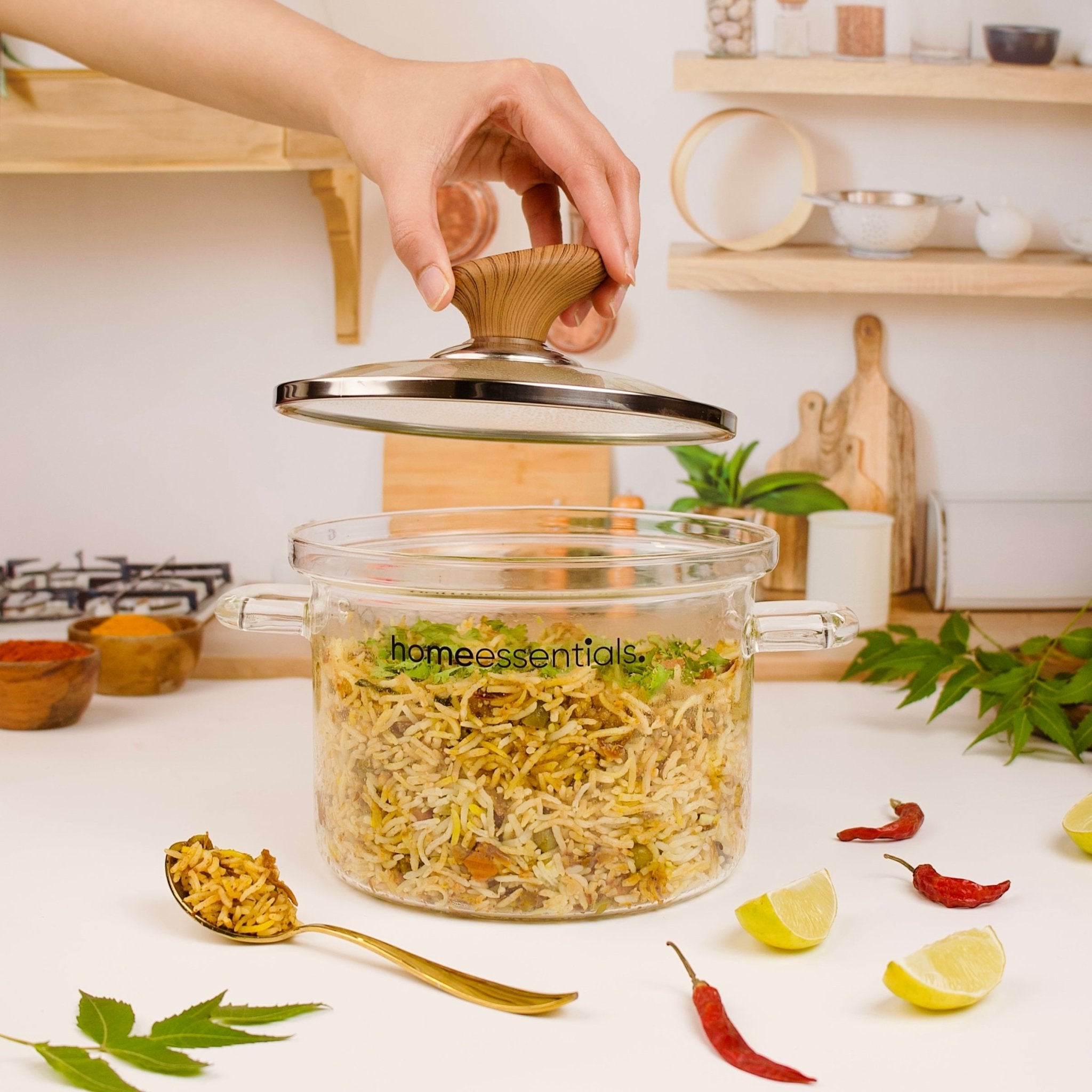 Multi-Purpose Transparent High Borosilicate Glass Pot with Lid