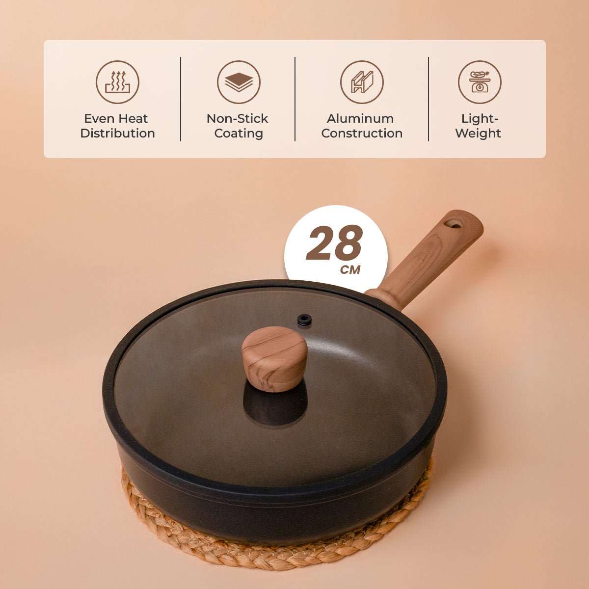 Non-Stick Titanium Fry Pan with Visual Lid (28 cm)