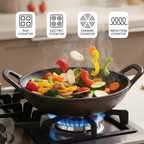 Classic Cast Iron Cooking Kadai with Silicone Grip(24cm)