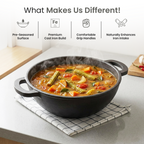 Classic Cast Iron Cooking Kadai with Silicone Grip(24cm)