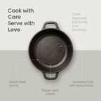 Classic Cast Iron Cooking Kadai with Silicone Grip(24cm)