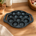Cast Iron 12 Pit Appam Pan with Silicone Grip